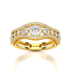 1.50 CT Round Cut Three Row Curved Diamond Ring Jama Jewels