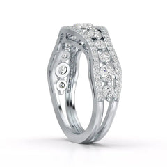1.50 CT Round Cut Three Row Curved Diamond Ring Jama Jewels