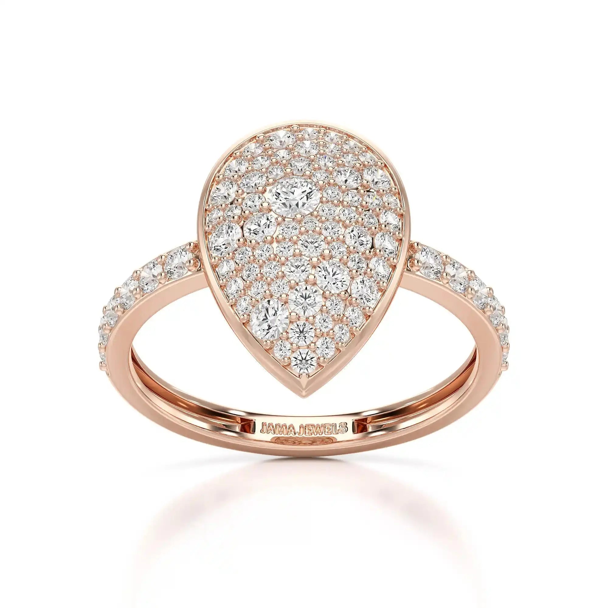 1 CT Pear Shaped Pave Ring with Round Diamonds Jama Jewels