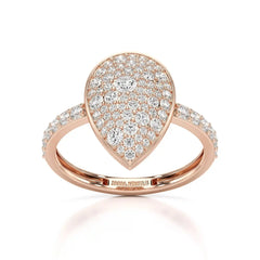 1 CT Pear Shaped Pave Ring with Round Diamonds Jama Jewels