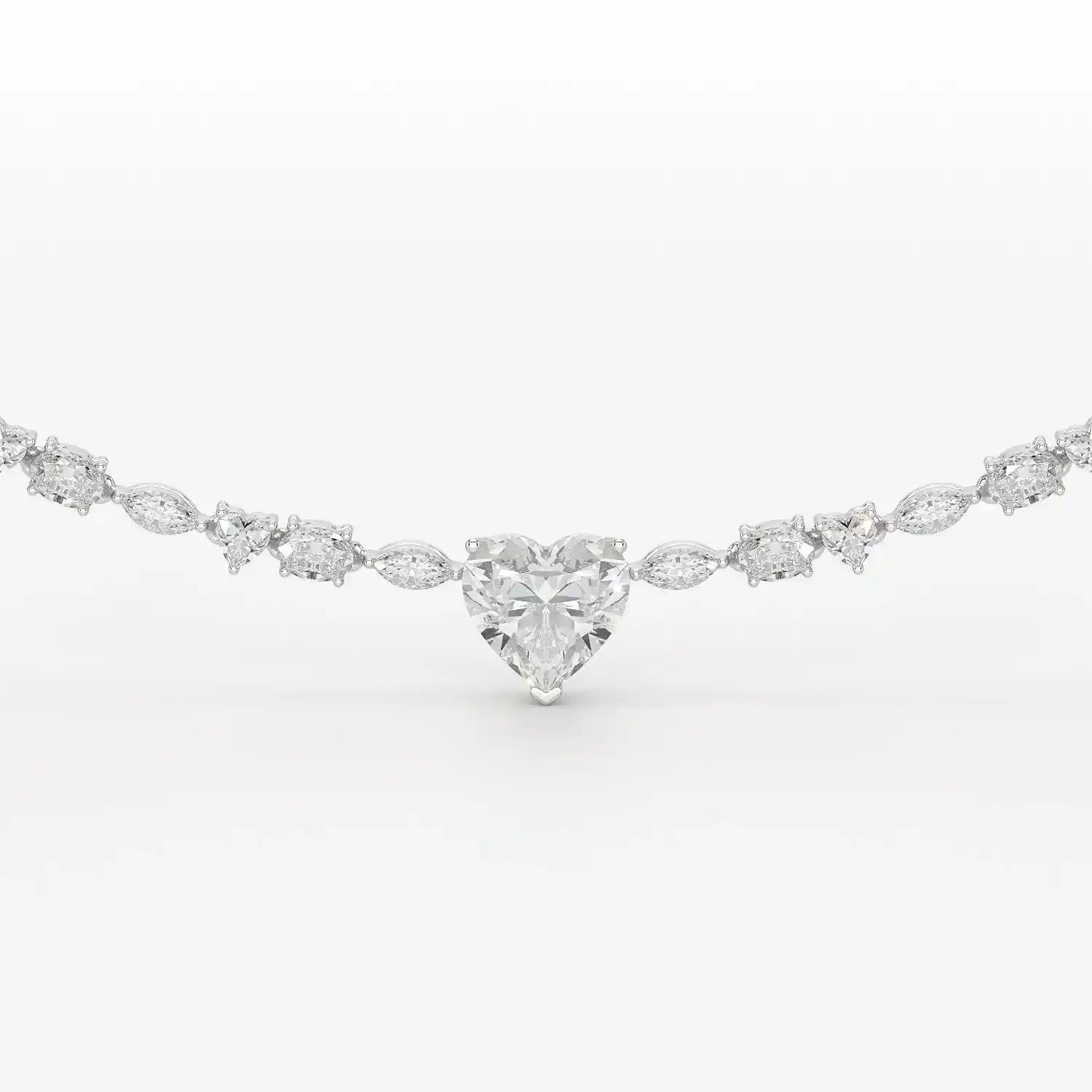 12.54 CT Heart Cut Lab Diamond Tennis Necklace Jama Jewels