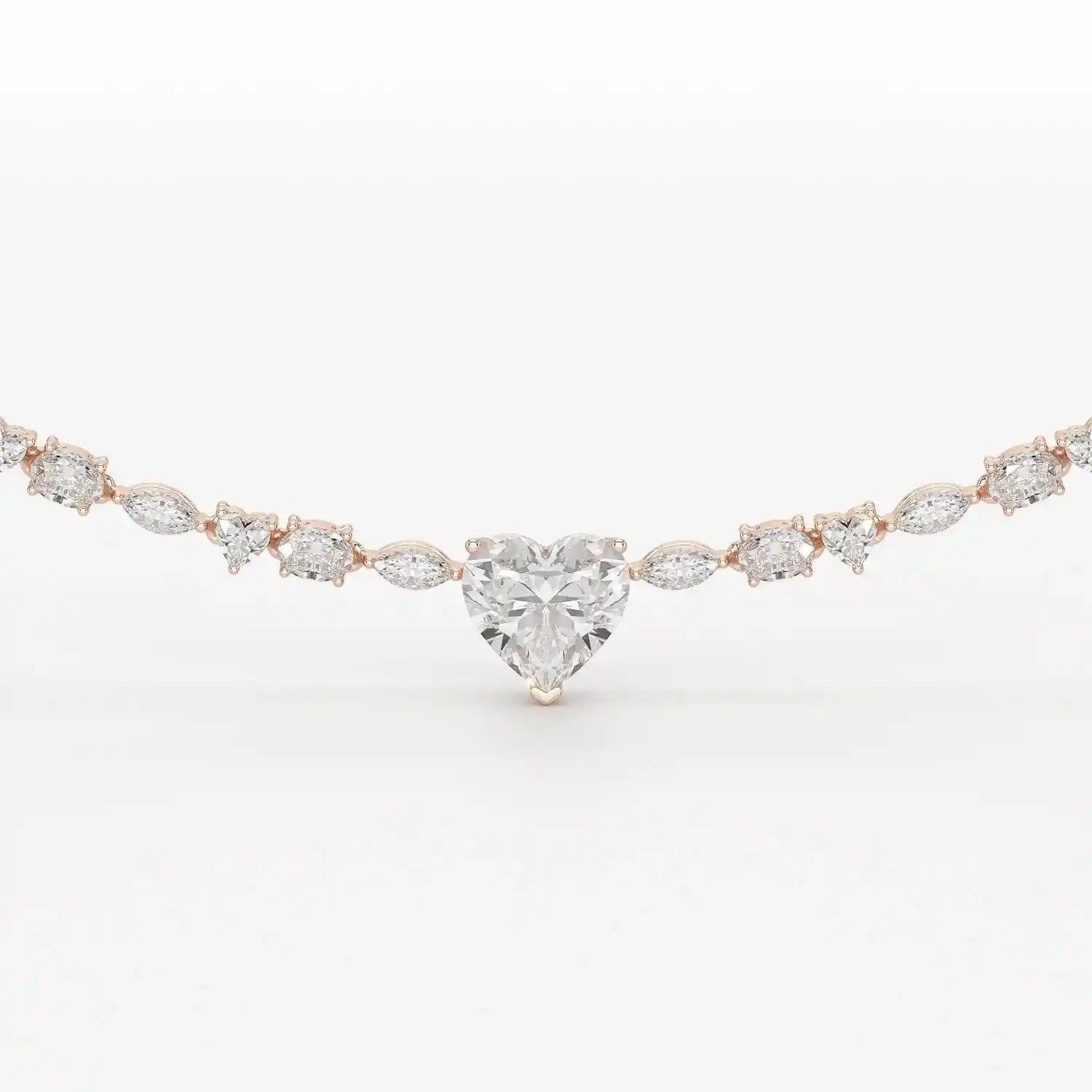 12.54 CT Heart Cut Lab Diamond Tennis Necklace Jama Jewels
