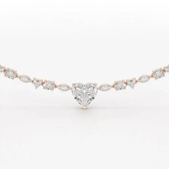 12.54 CT Heart Cut Lab Diamond Tennis Necklace Jama Jewels