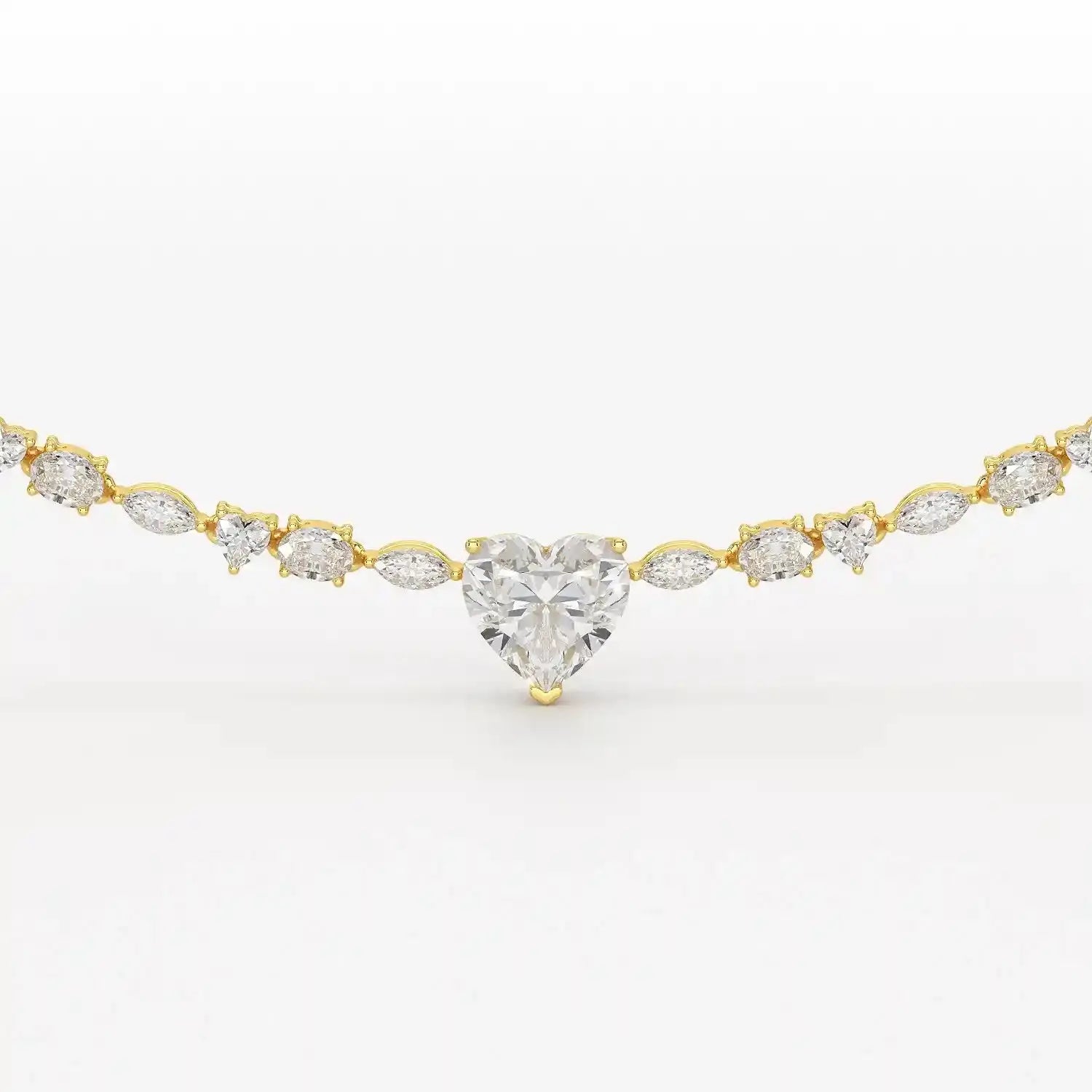 12.54 CT Heart Cut Lab Diamond Tennis Necklace Jama Jewels