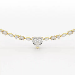 12.54 CT Heart Cut Lab Diamond Tennis Necklace Jama Jewels