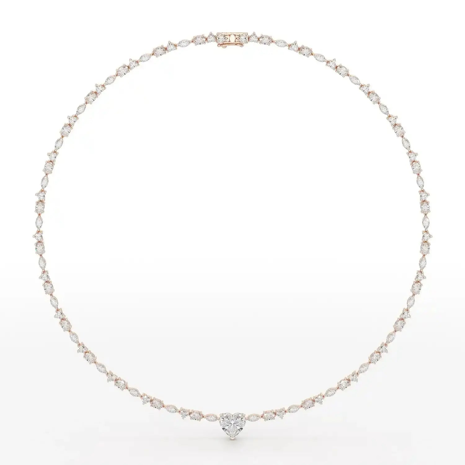 12.54 CT Heart Cut Lab Diamond Tennis Necklace Jama Jewels