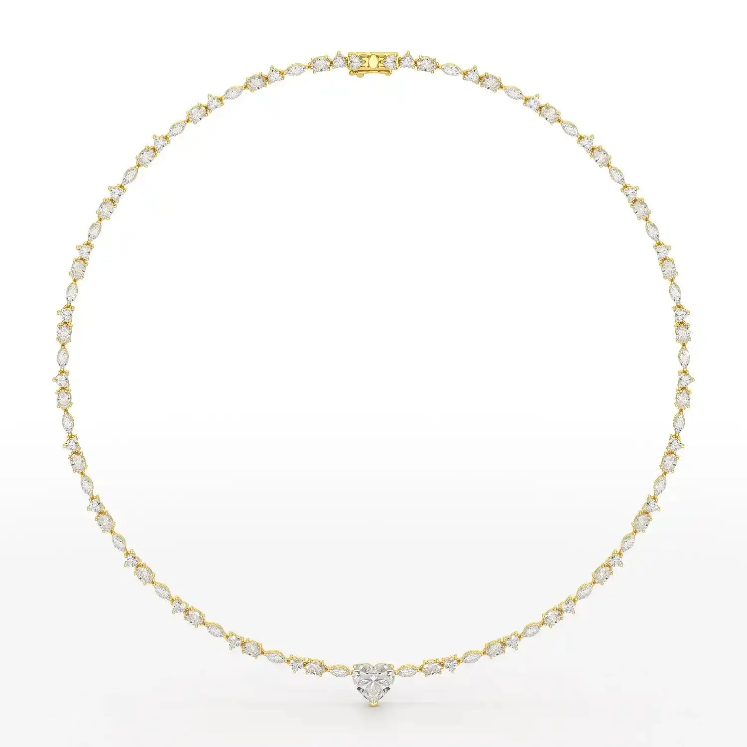 12.54 CT Heart Cut Lab Diamond Tennis Necklace Jama Jewels