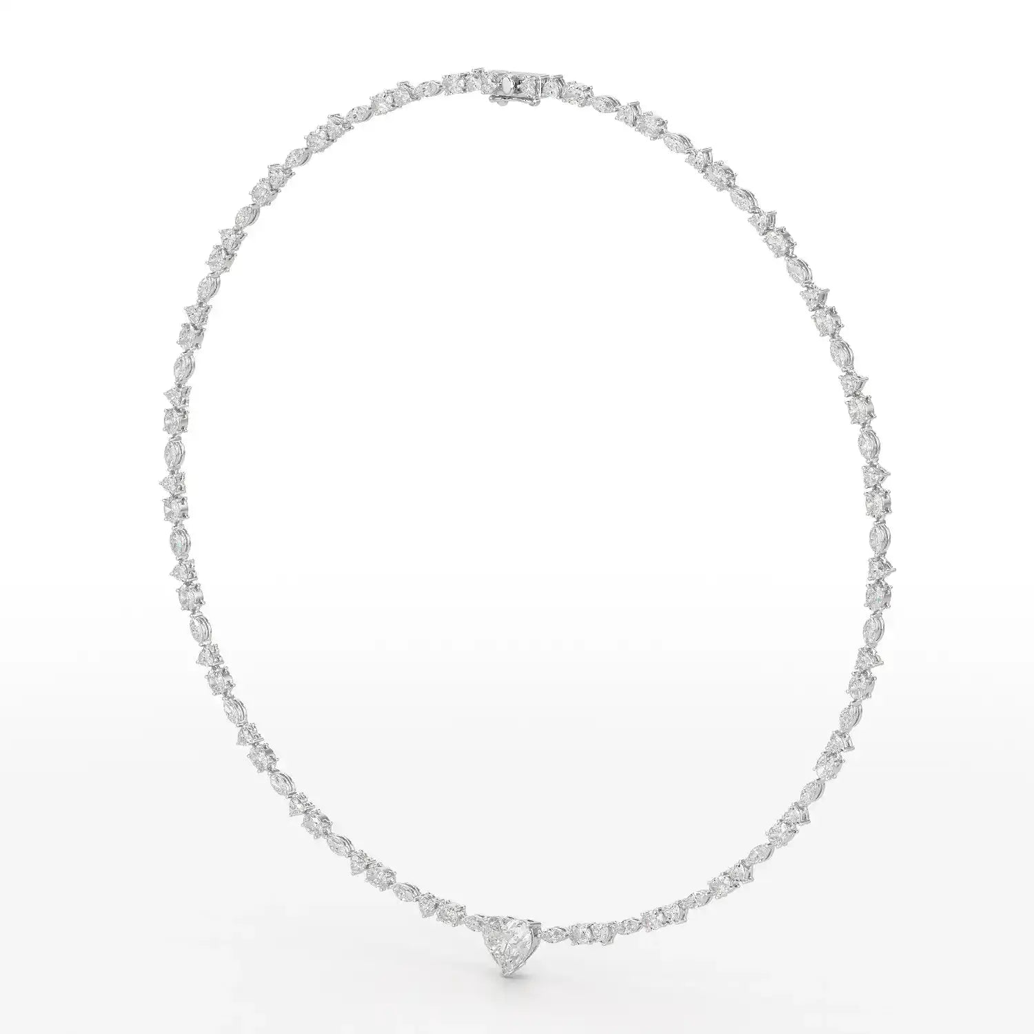 12.54 CT Heart Cut Lab Diamond Tennis Necklace Jama Jewels