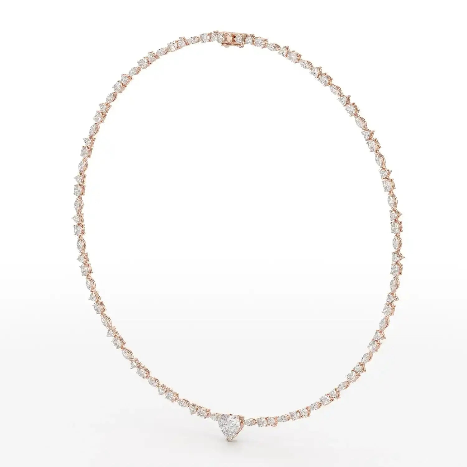 12.54 CT Heart Cut Lab Diamond Tennis Necklace Jama Jewels