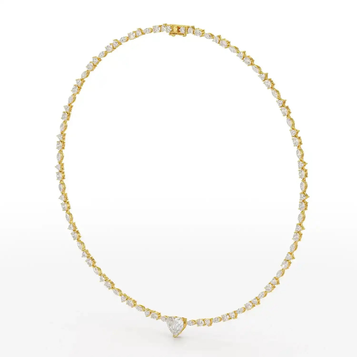 12.54 CT Heart Cut Lab Diamond Tennis Necklace Jama Jewels