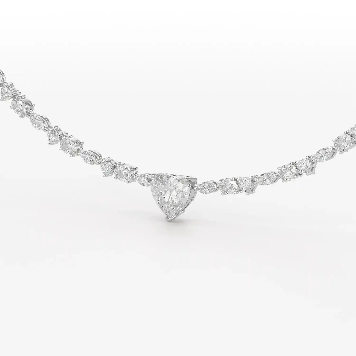 12.54 CT Heart Cut Lab Diamond Tennis Necklace Jama Jewels