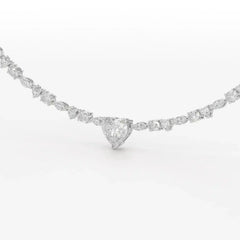12.54 CT Heart Cut Lab Diamond Tennis Necklace Jama Jewels