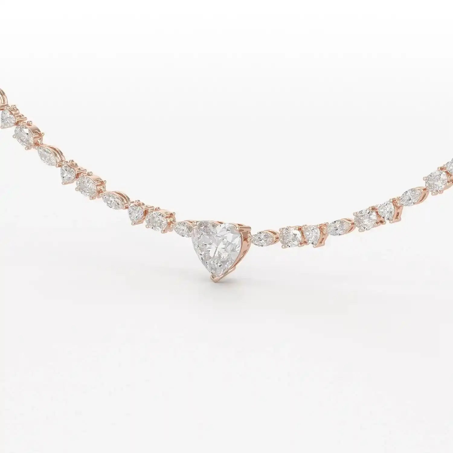 12.54 CT Heart Cut Lab Diamond Tennis Necklace Jama Jewels