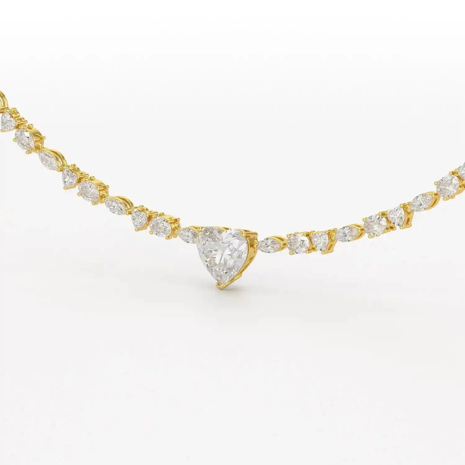 12.54 CT Heart Cut Lab Diamond Tennis Necklace Jama Jewels