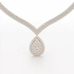 23.5 CT Two Layered Necklace with Round Lab Diamonds Jama Jewels