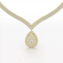 23.5 CT Two Layered Necklace with Round Lab Diamonds Jama Jewels