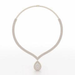23.5 CT Two Layered Necklace with Round Lab Diamonds Jama Jewels