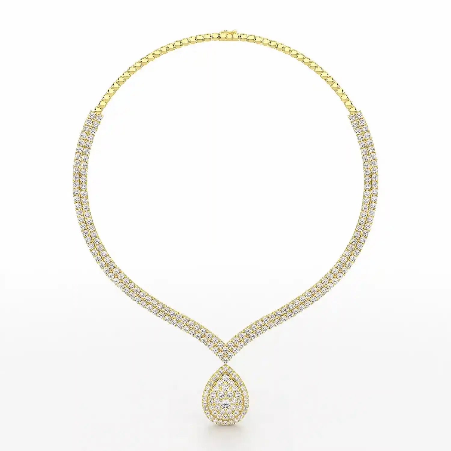 23.5 CT Two Layered Necklace with Round Lab Diamonds Jama Jewels