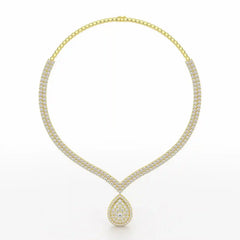 23.5 CT Two Layered Necklace with Round Lab Diamonds Jama Jewels