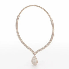 23.5 CT Two Layered Necklace with Round Lab Diamonds Jama Jewels