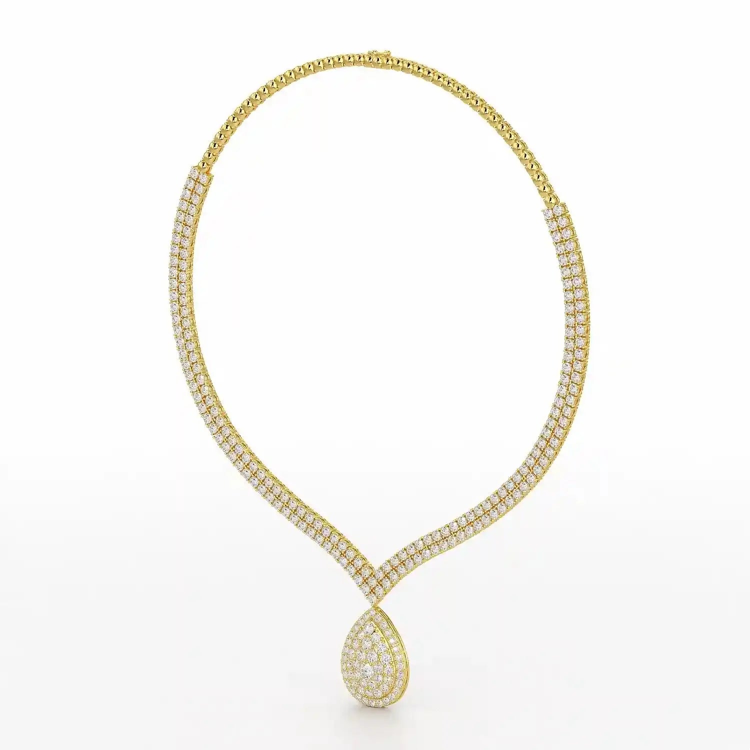 23.5 CT Two Layered Necklace with Round Lab Diamonds Jama Jewels