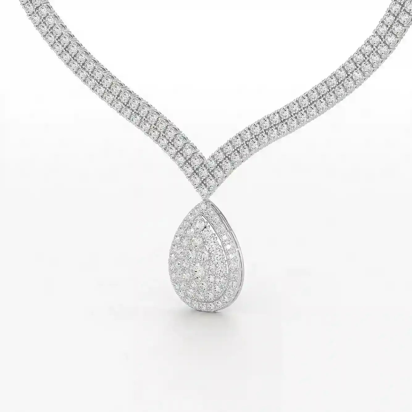 23.5 CT Two Layered Necklace with Round Lab Diamonds Jama Jewels