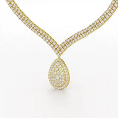 23.5 CT Two Layered Necklace with Round Lab Diamonds Jama Jewels