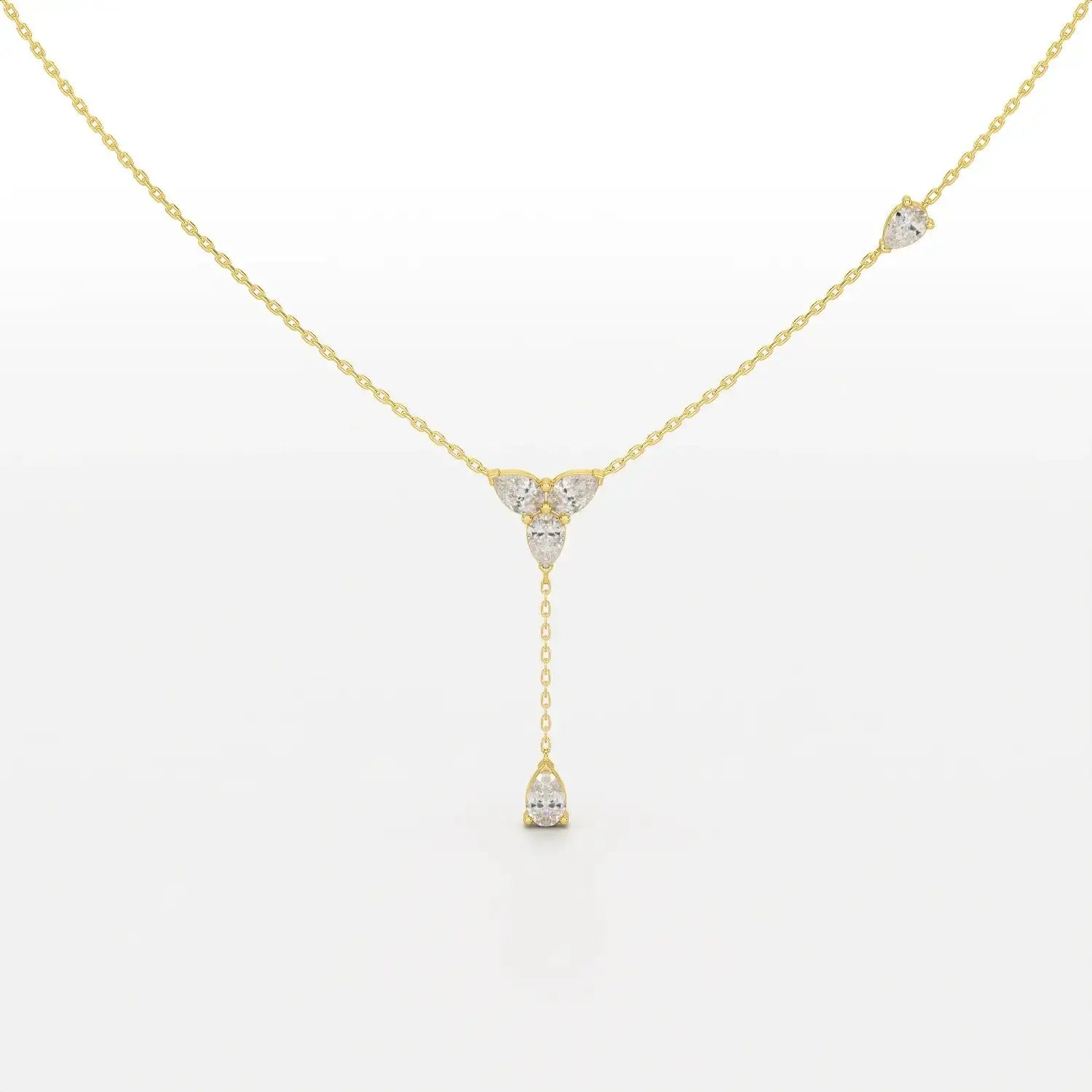 1 CT Drop Necklace with Pear Cut Lab Diamonds Jama Jewels