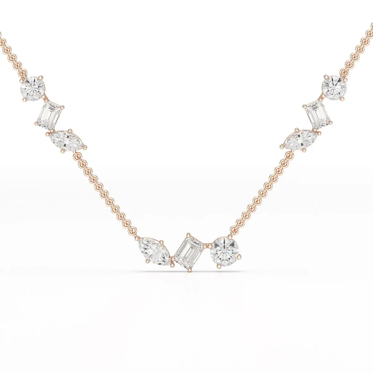 11 CT Lab Diamond Multi Shape Chain Pendant Jama Jewels
