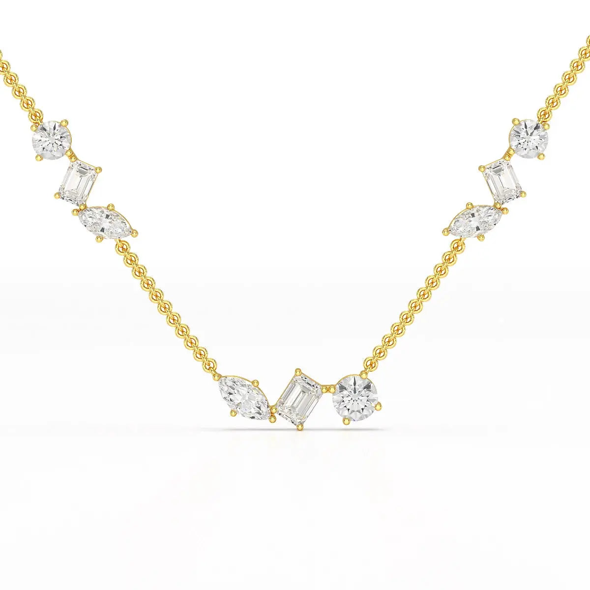 11 CT Lab Diamond Multi Shape Chain Pendant Jama Jewels
