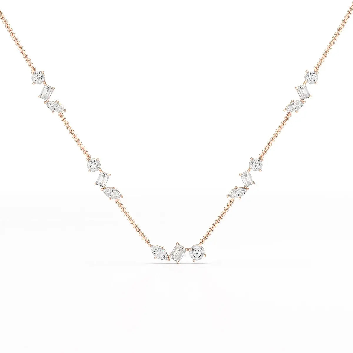 11 CT Lab Diamond Multi Shape Chain Pendant Jama Jewels