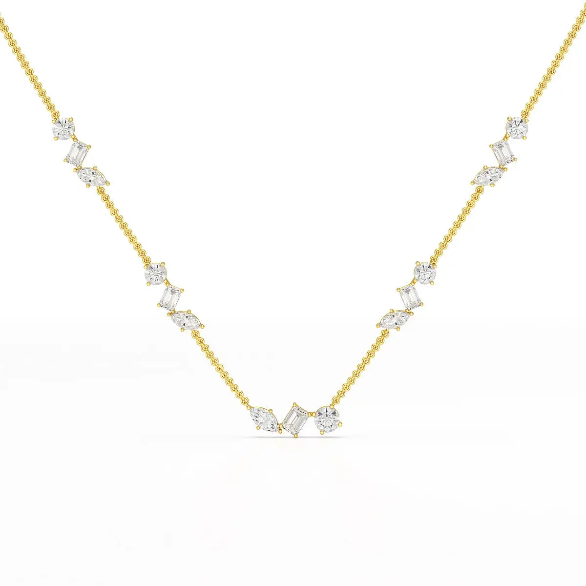11 CT Lab Diamond Multi Shape Chain Pendant Jama Jewels
