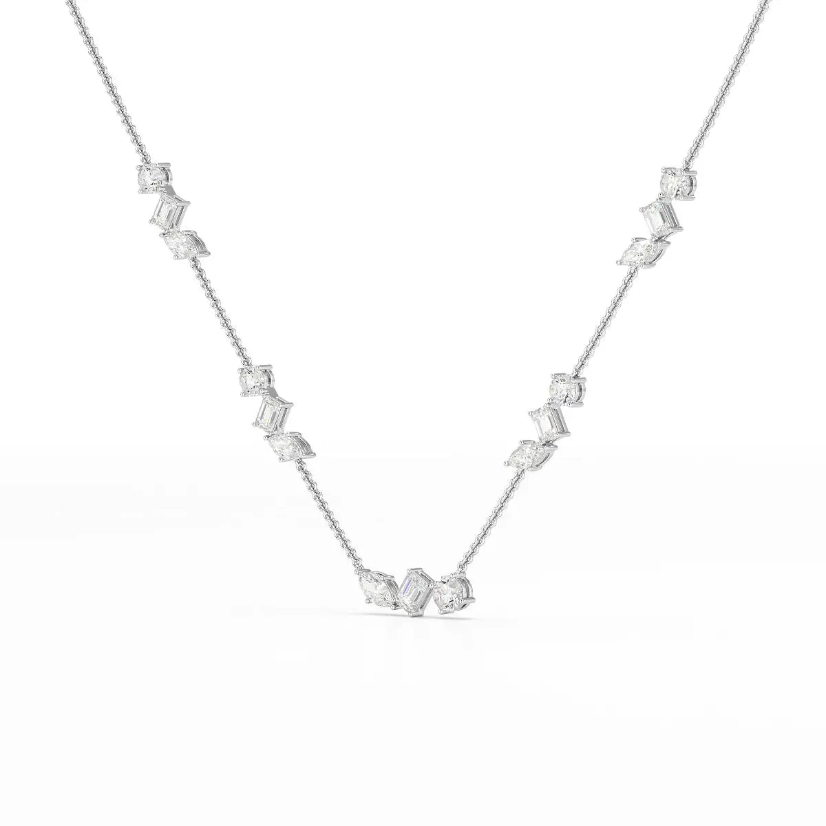 11 CT Lab Diamond Multi Shape Chain Pendant Jama Jewels