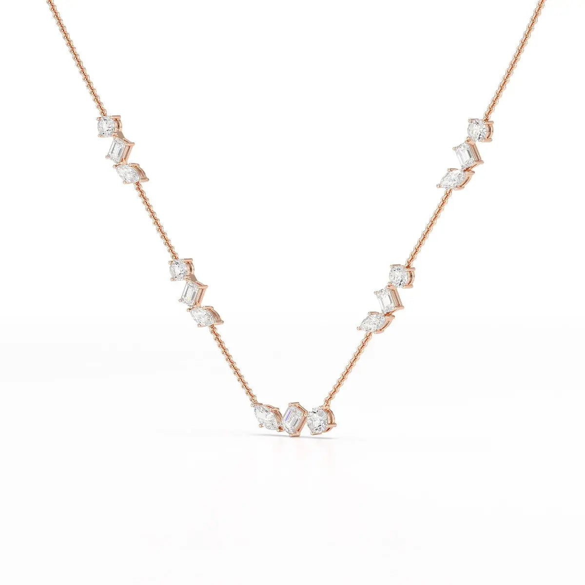 11 CT Lab Diamond Multi Shape Chain Pendant Jama Jewels