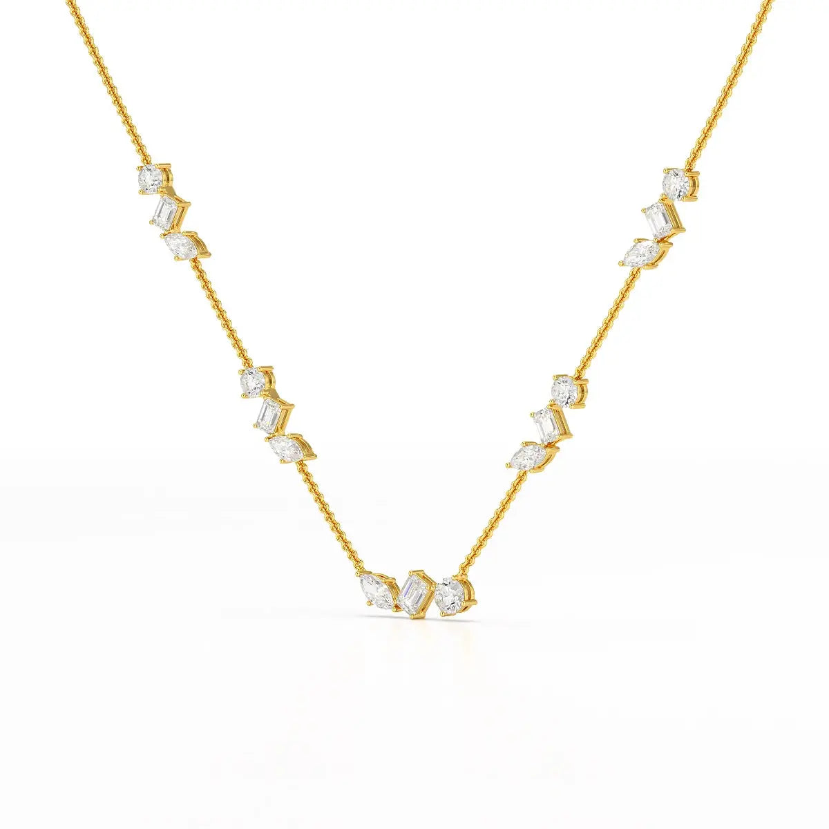 11 CT Lab Diamond Multi Shape Chain Pendant Jama Jewels