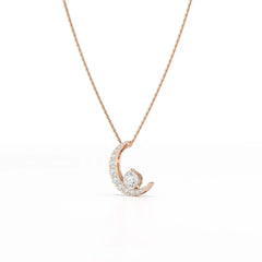 1.7 CT Lab Diamond Moon Shaped Round Chain Pendant Jama Jewels