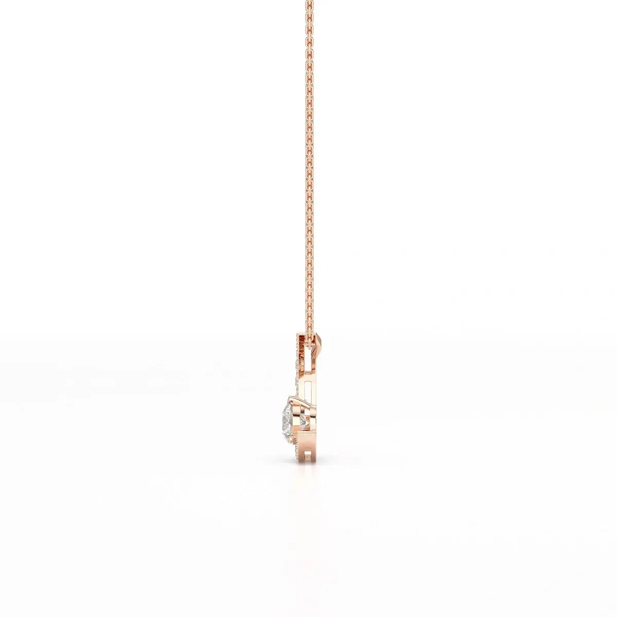 1.7 CT Lab Diamond Moon Shaped Round Chain Pendant Jama Jewels