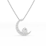 1.7 CT Lab Diamond Moon Shaped Round Chain Pendant