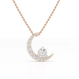 1.7 CT Lab Diamond Moon Shaped Round Chain Pendant