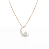 1.7 CT Lab Diamond Moon Shaped Round Chain Pendant
