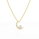 1.7 CT Lab Diamond Moon Shaped Round Chain Pendant