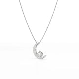 1.7 CT Lab Diamond Moon Shaped Round Chain Pendant