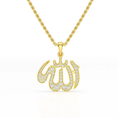1.1 CT Lab Diamond Allah Named Chain Pendant Jama Jewels