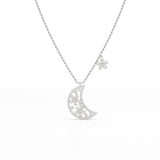 1.58 CT Lab Diamond Moon Shaped Chain Pendant