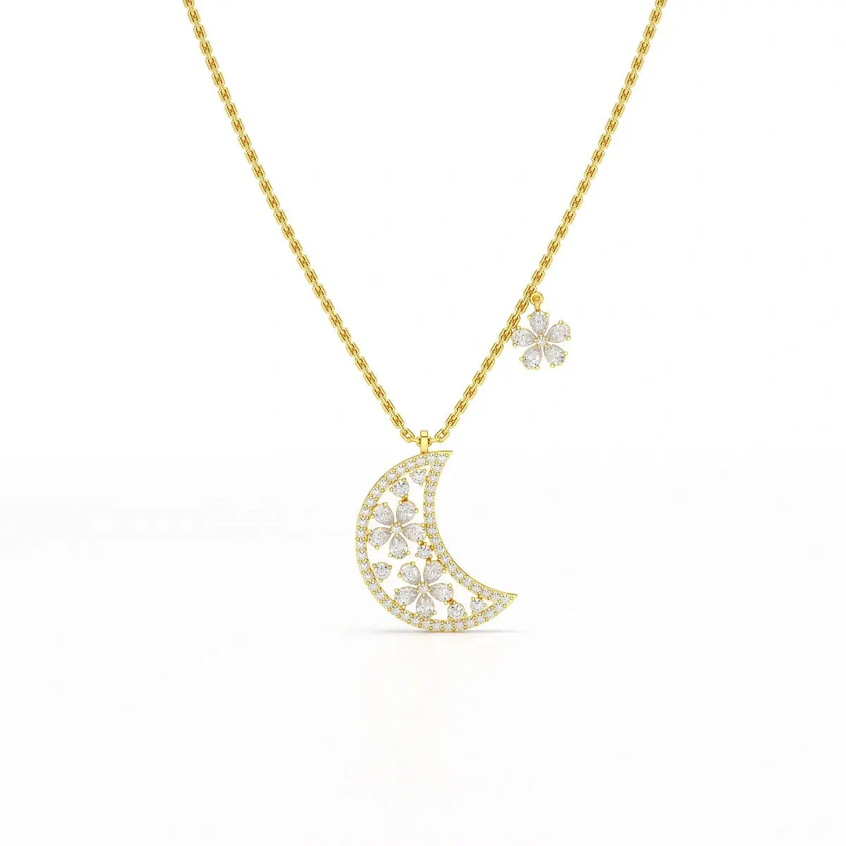 1.58 CT Lab Diamond Moon Shaped Chain Pendant Jama Jewels
