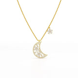 1.58 CT Lab Diamond Moon Shaped Chain Pendant
