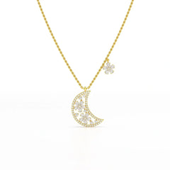 1.58 CT Lab Diamond Moon Shaped Chain Pendant Jama Jewels