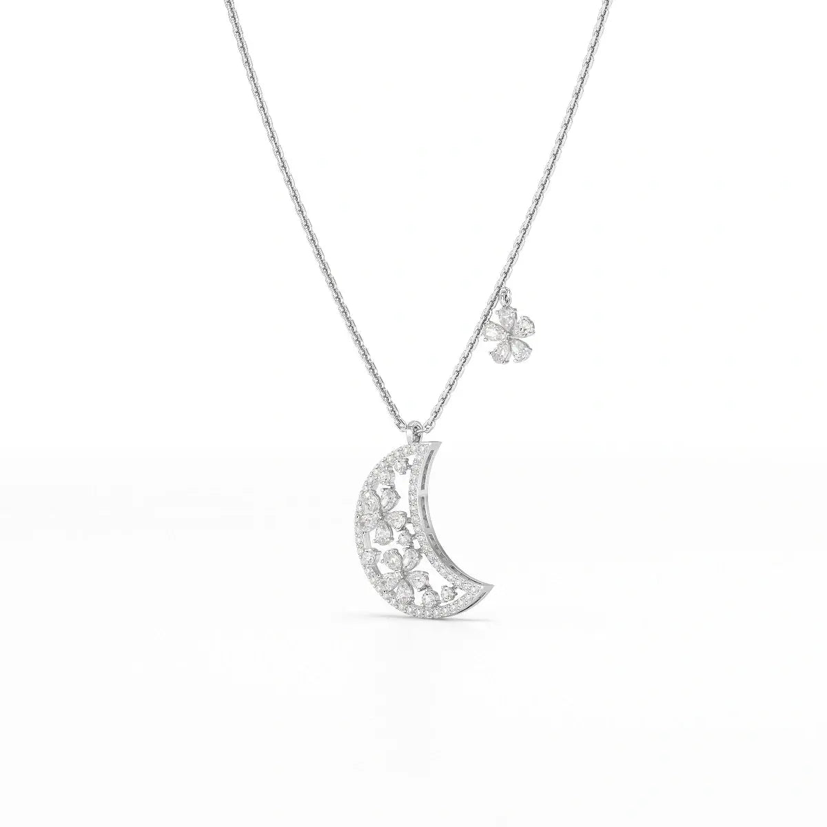 1.58 CT Lab Diamond Moon Shaped Chain Pendant Jama Jewels