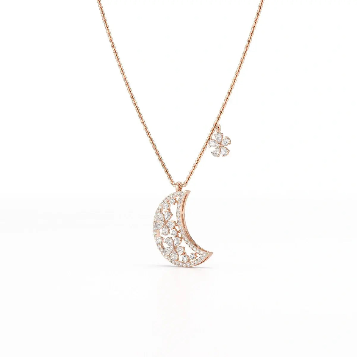 1.58 CT Lab Diamond Moon Shaped Chain Pendant Jama Jewels