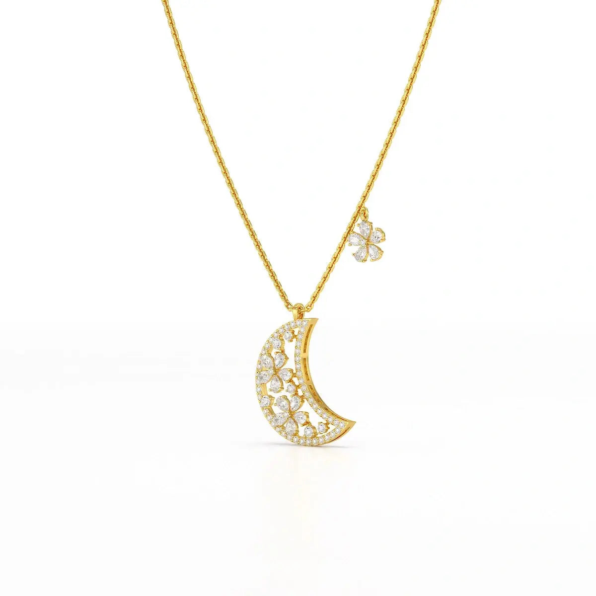 1.58 CT Lab Diamond Moon Shaped Chain Pendant Jama Jewels